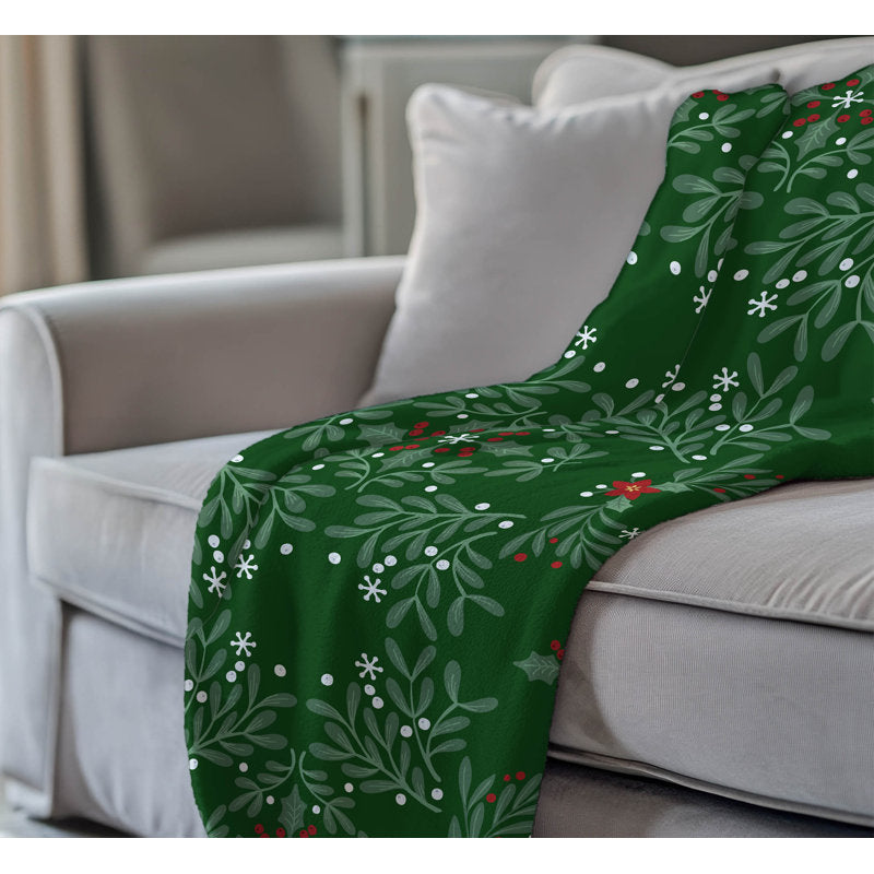 Winter Mistletoe Holiday Velveteen Throw