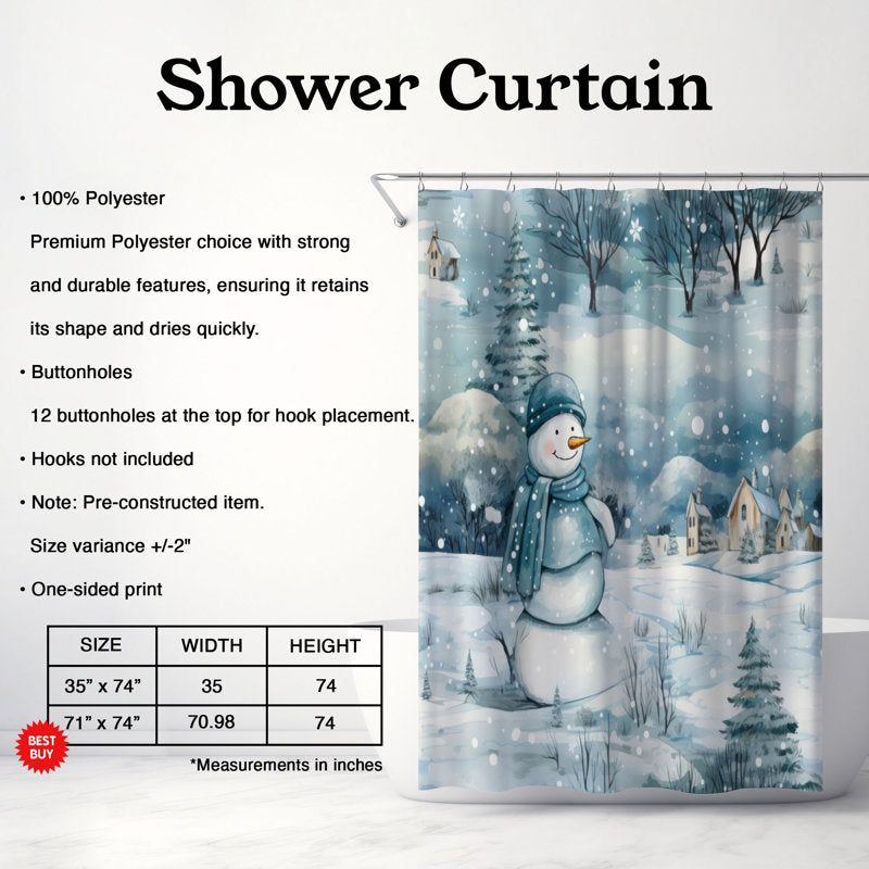Wintry Snowman - Premium Shower Curtain