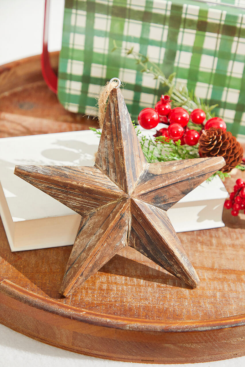 8” Dimensional Wooden Christmas Star for Holiday Decor
