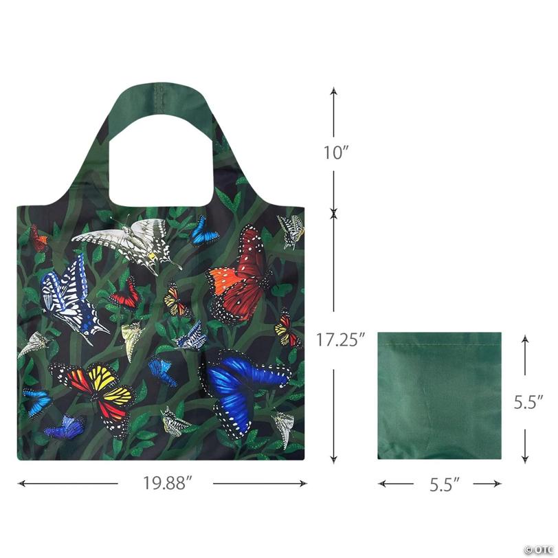 Wrapables Allybag Foldable & Lightweight Reusable Grocery Bag, Butterflies