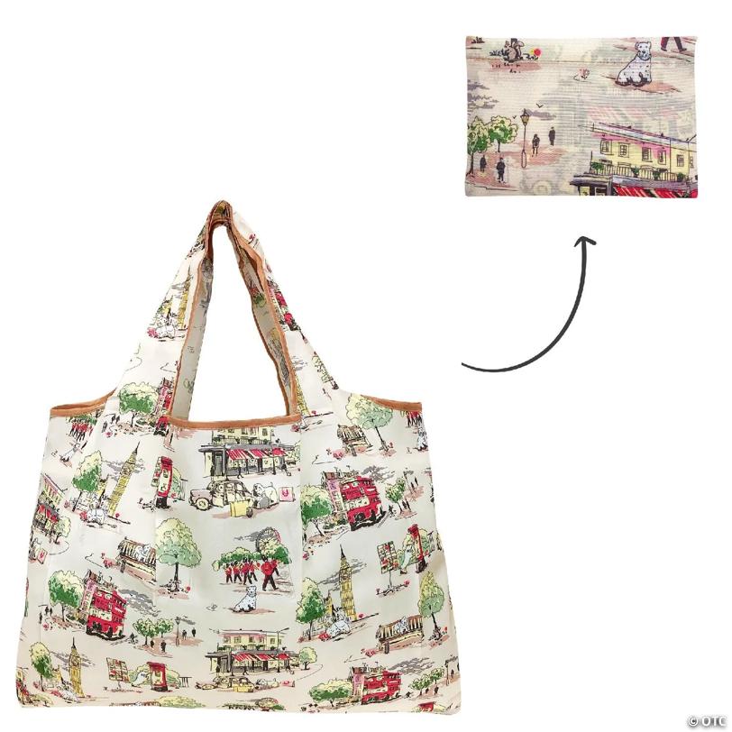 Wrapables Large Foldable Tote Nylon Reusable Grocery Bag, London