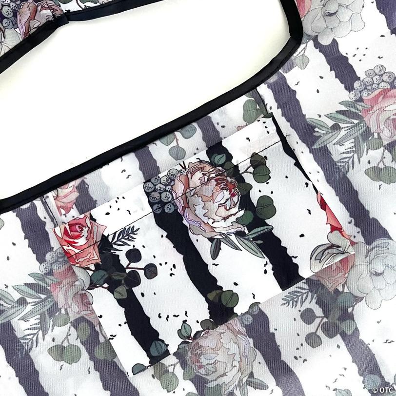 Wrapables Large Foldable Tote Nylon Reusable Grocery Bags, Rose & Stripes