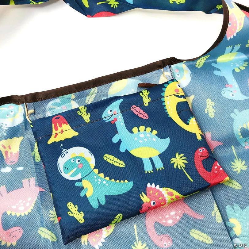 Wrapables Large & Small Foldable Tote Nylon Reusable Grocery Bags, Set of 2, Dinosaurs