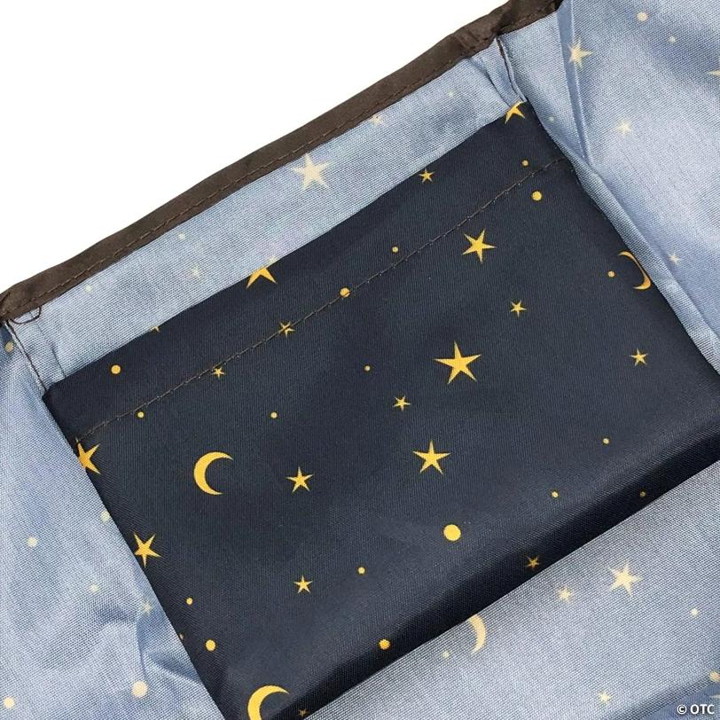 Wrapables Large & Small Foldable Tote Nylon Reusable Grocery Bags, Set of 2, Moon & Stars