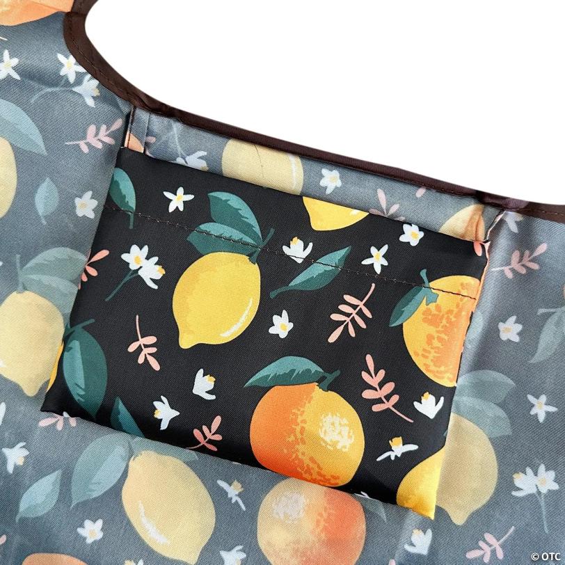Wrapables Large & Small Foldable Tote Nylon Reusable Grocery Bags, Set of 2, Oranges & Lemons
