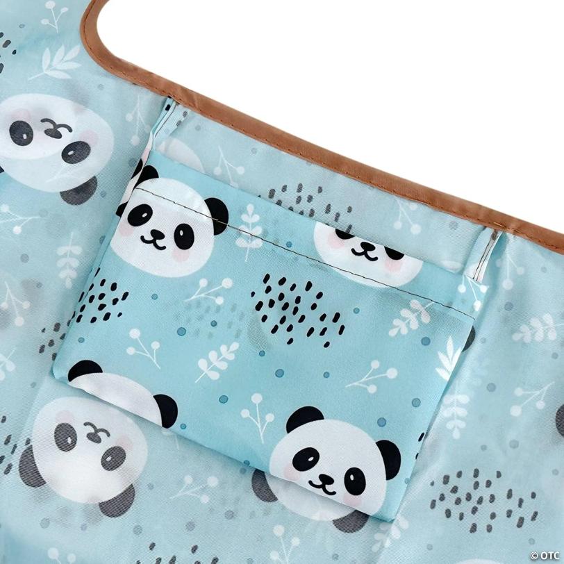 Wrapables Large & Small Foldable Tote Nylon Reusable Grocery Bags, Set of 2, Panda