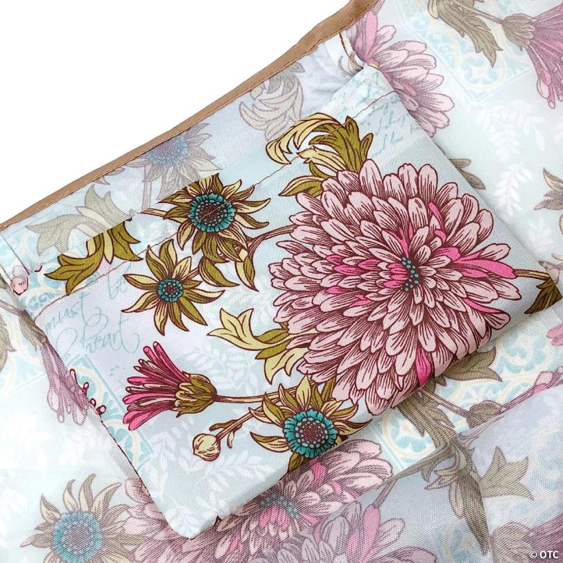 Wrapables Large & Small Foldable Tote Nylon Reusable Grocery Bags, Set of 2, Vintage Chrysanthemums