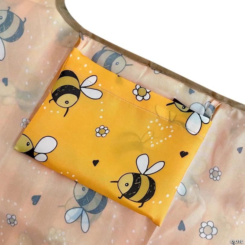 Wrapables Large & Small Foldable Tote Nylon Reusable Grocery Bags, Set of 2, Yellow Bees