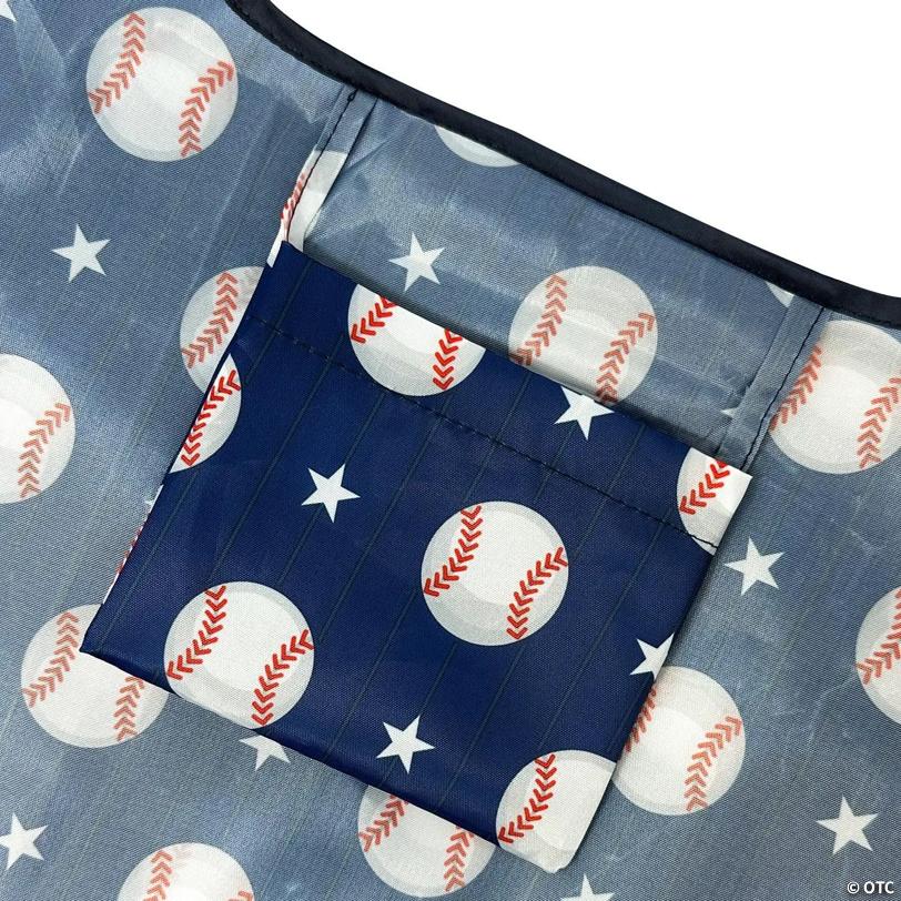 Wrapables Large & Small Nylon Reusable Grocery Bags, Set 2, Baseball