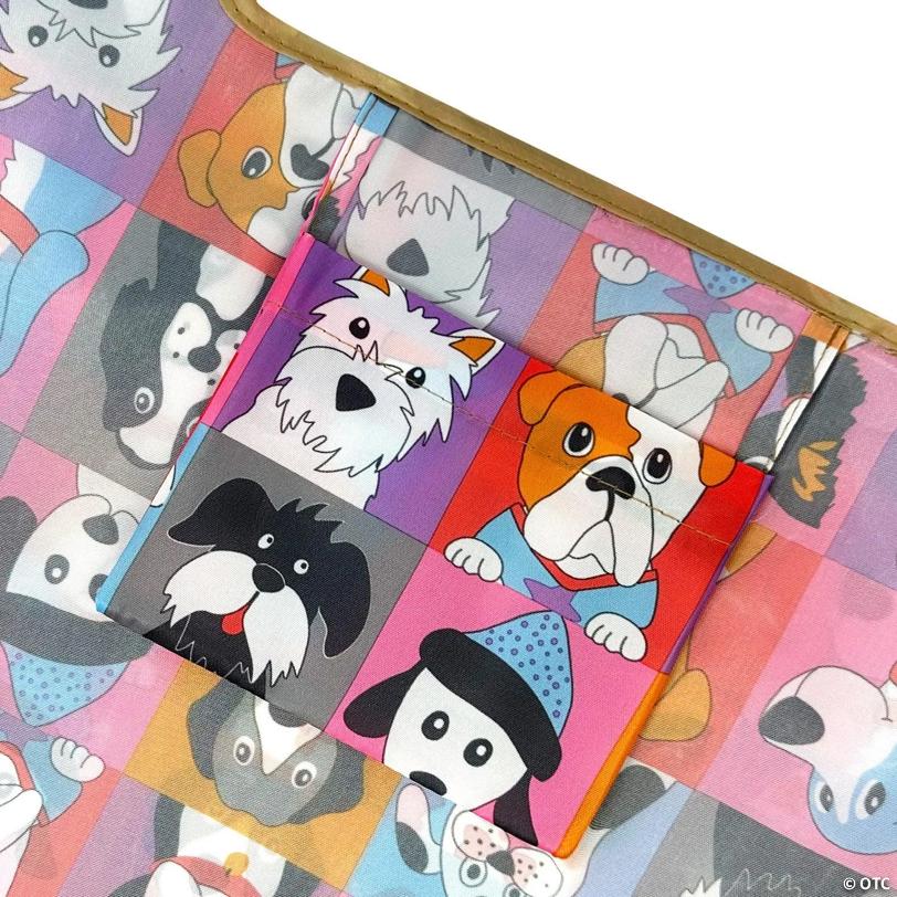 Wrapables Large & Small Nylon Reusable Grocery Bags, Set 2, Cute Dogs