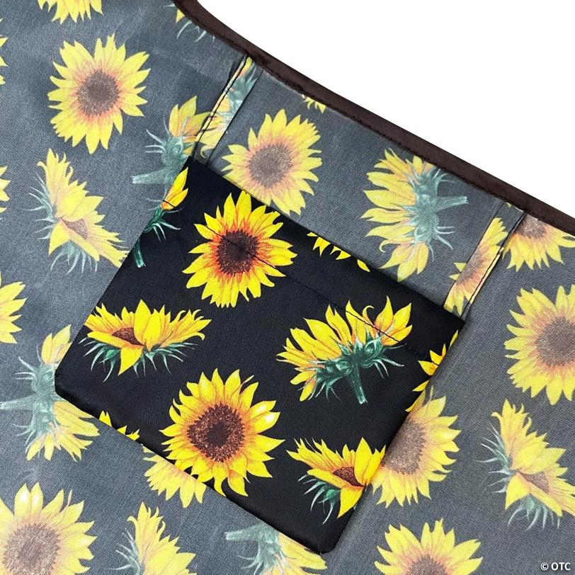 Wrapables Large & Small Nylon Reusable Grocery Bags, Set 2, Sunflowers