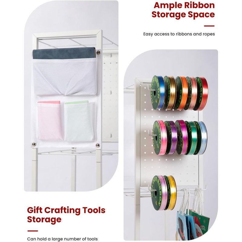 Wrapping Paper Cart , Gift Wrapping Paper Organizer Storage, Rolling Gift Wrap Storage Stand, Ribbon Organizers, 12 PCS Slap Bracelets