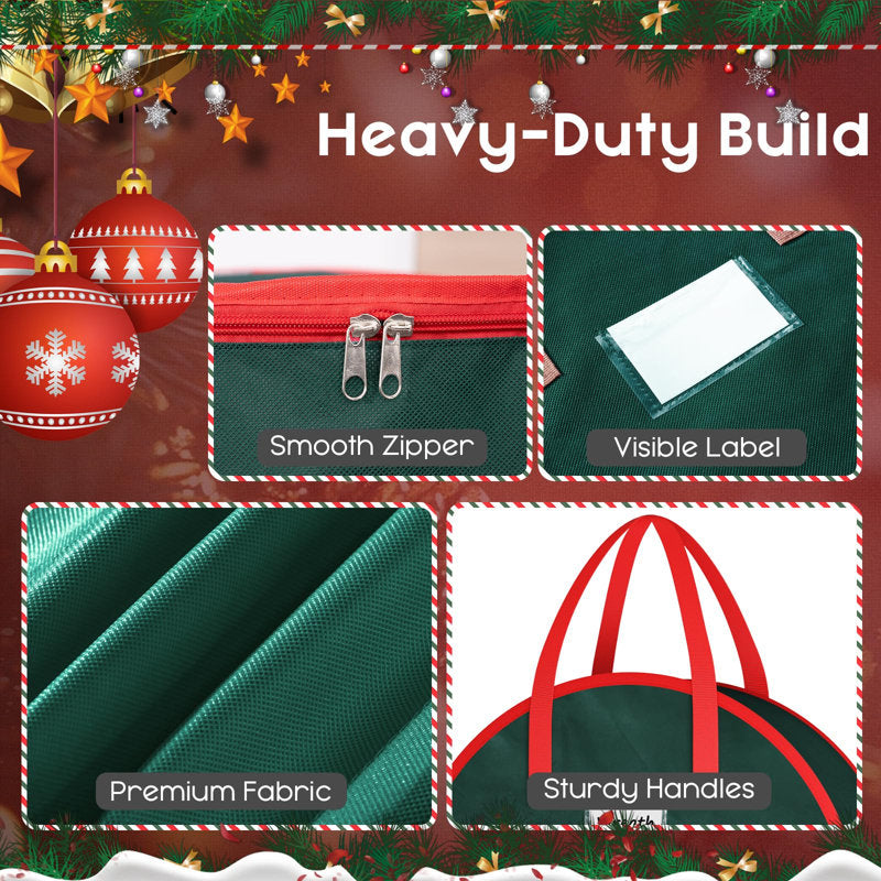 Wreath Storage Container, 2 Pack Christmas Wreath Storage Bag with Sturdy Handle, Two-way Zipper,Durable Wreath Storage Organizer Box for Holiday Decoration (Green, 36"x8")