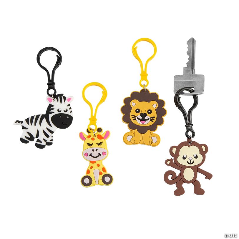 Zoo Animal Backpack Clip Keychains - 12 Pc.