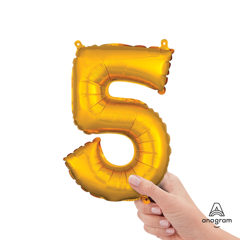 16 inch NUMBER 5 - ANAGRAM - GOLD (AIR-FILL ONLY) | USA Decoration®