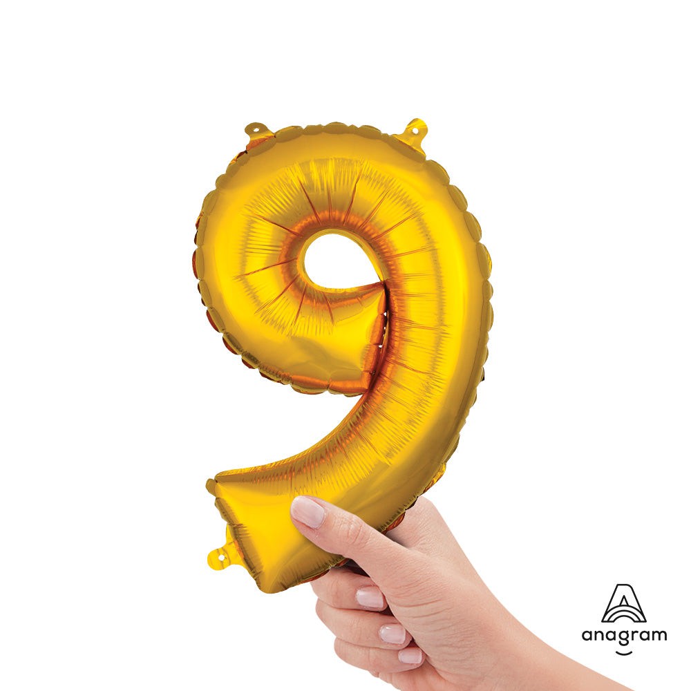 16 inch NUMBER 9 - ANAGRAM - GOLD (AIR-FILL ONLY) | USA Decoration®