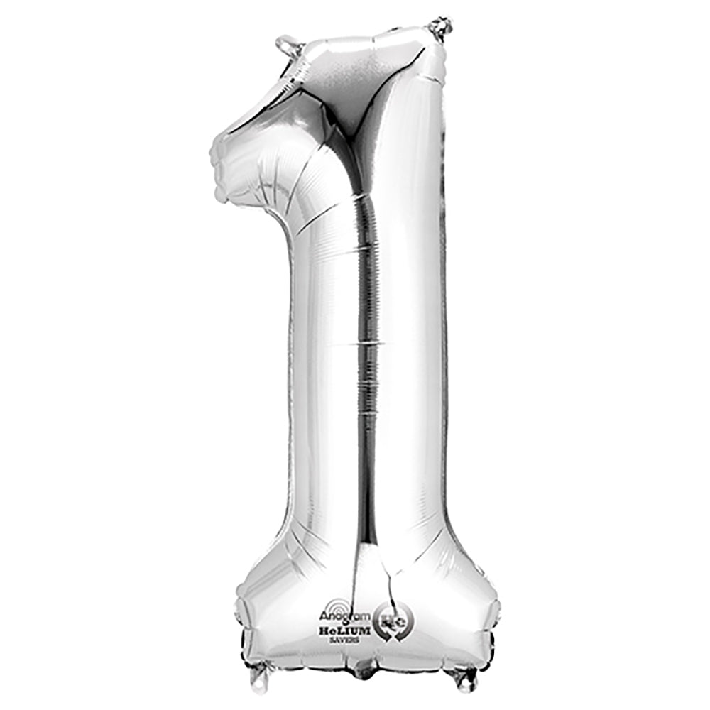 34 Inch Number 1 Balloon Silver | Anagram Foil Mylar | USA Decoration