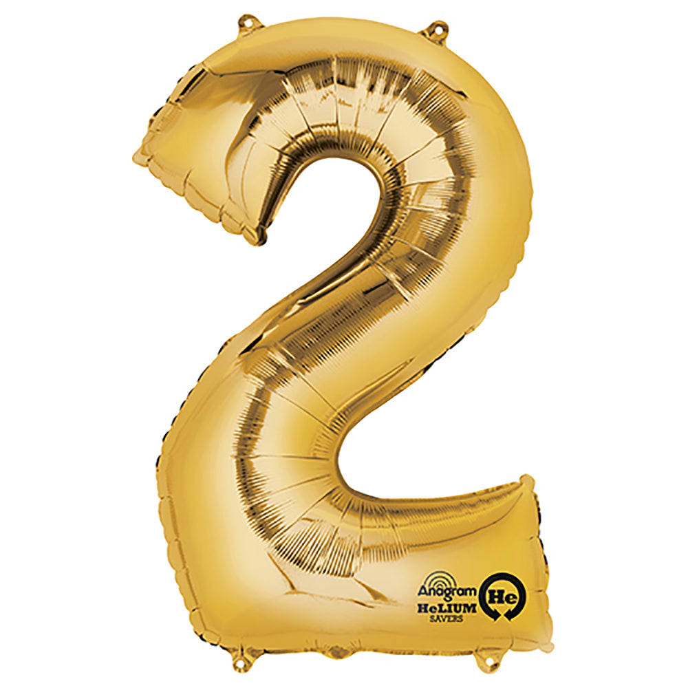 34 Inch Number 2 Balloon Gold | Anagram Foil Mylar | USA Decoration
