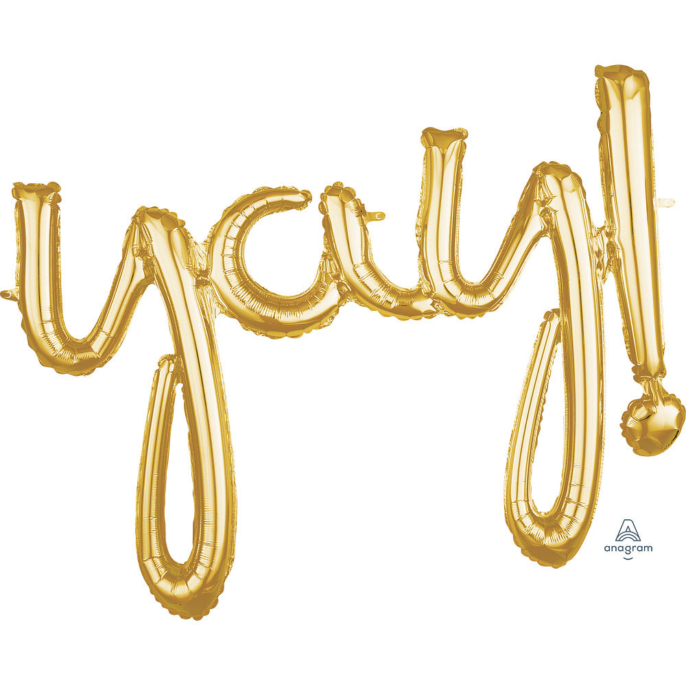 35? SCRIPT PHRASE: "YAY!" - GOLD (AIR-FILL ONLY) | USA Decoration®
