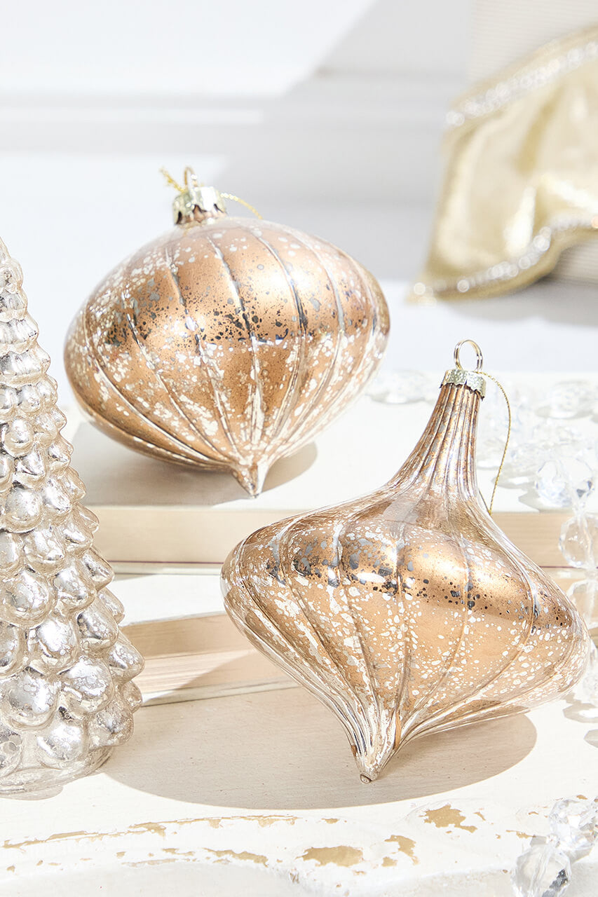 4” to 4.5” Antique Glass Ornament Set for Holiday Decor