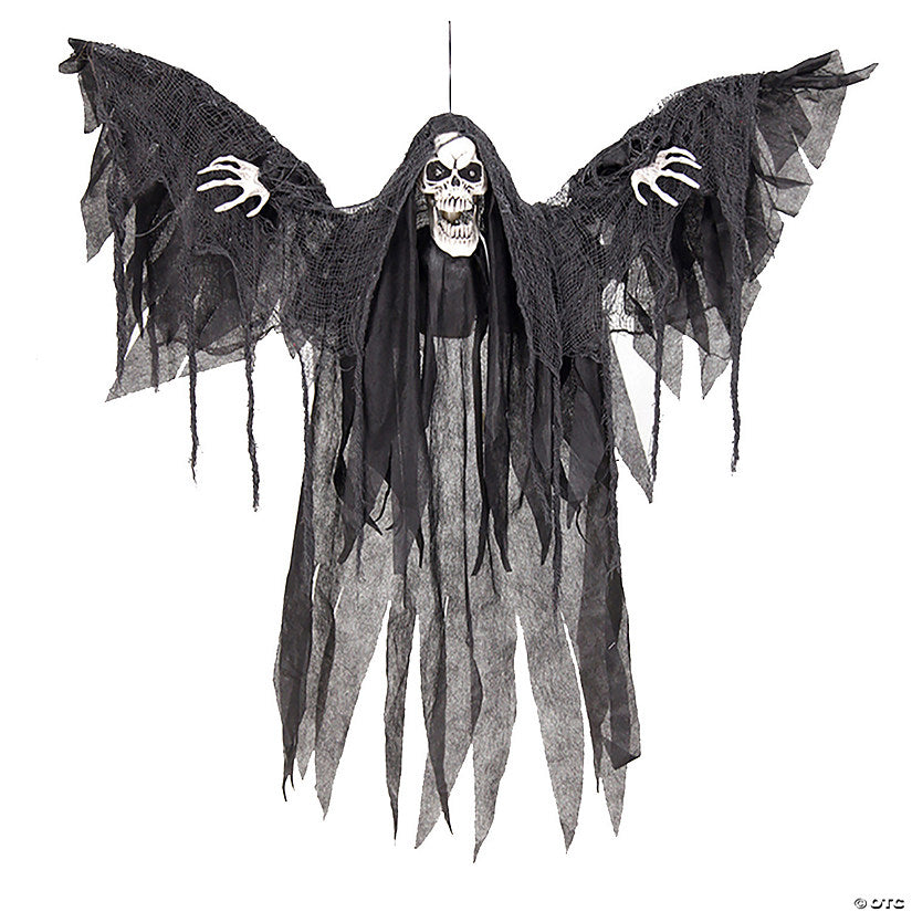 39 1/4" x 35 1/2" Hanging Winged Reaper Animated Prop Halloween Decoration | USA Decoration®