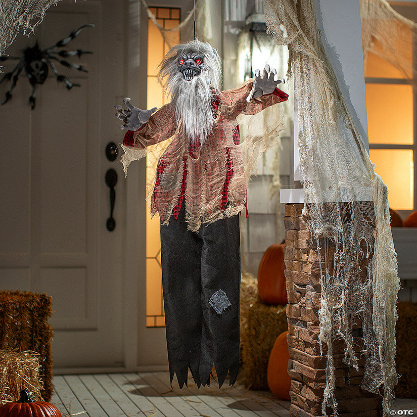 31 1/2" x 47 1/4" Hanging Tattered Werewolf Animated Prop Halloween Decoration | USA Decoration®