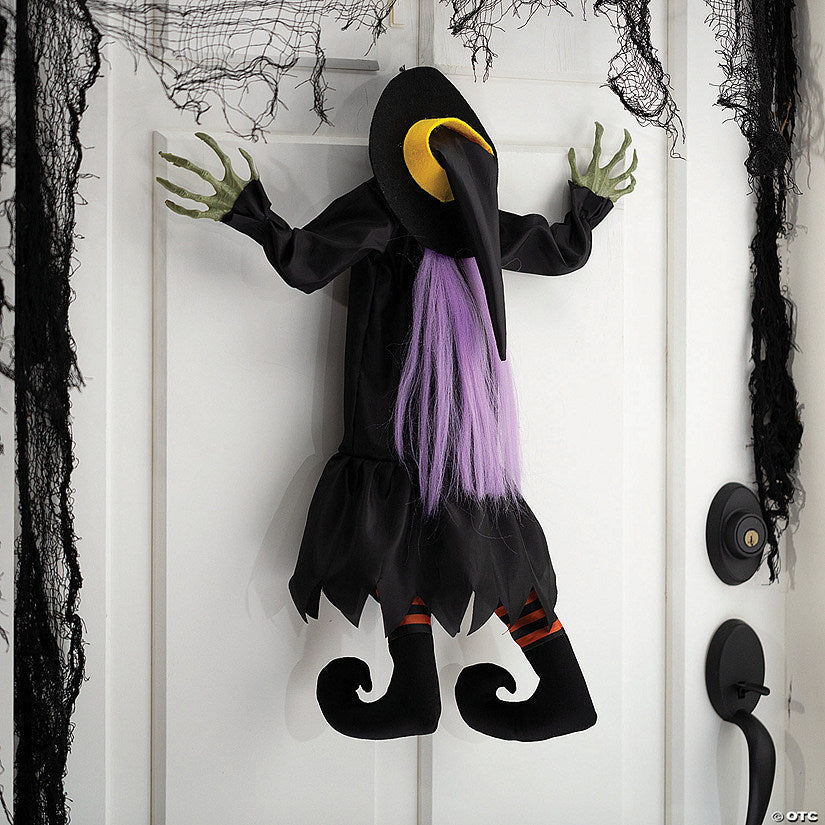 23 1/2" x 29 1/2" Hanging Crashed Witch Animated Prop Halloween Decoration | USA Decoration®