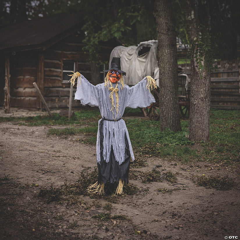 5 Ft. 8" Animated Head Turning Pumpkin Scarecrow Halloween Decoration | USA Decoration®