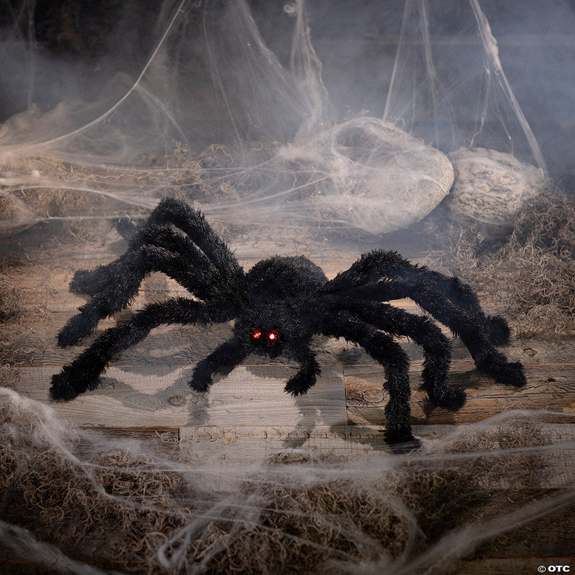 31 1/2" x 7 3/4" Light-Up Walking Fuzzy Spider Animated Prop Halloween Decoration | USA Decoration®