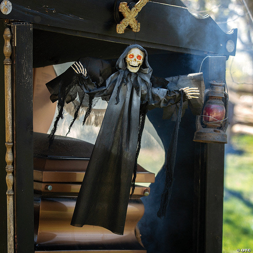 3 Ft. Hanging Grim Reaper with Wings Animated Prop Halloween Decoration | USA Decoration®
