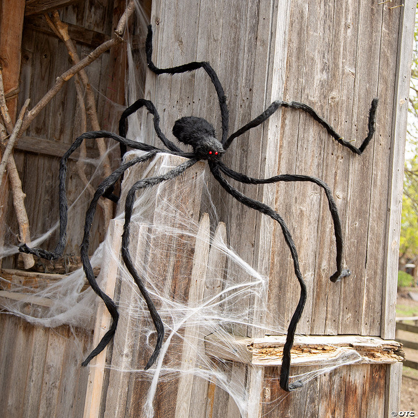 7 1/2 Ft. x 2 3/4" Furry Black Spider Poasable Halloween Decoration | USA Decoration®