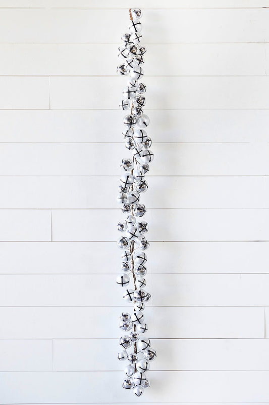 5’ Silver Jingle Bells Garland Festive Holiday Decoration for Mantels, Trees & Parties