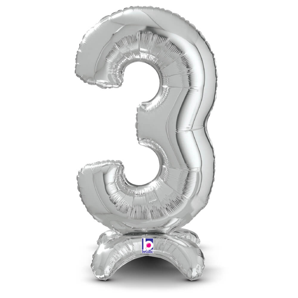 25 inch STANDUPS NUMBER 3 - SILVER (AIR-FILL ONLY) | USA Decoration®