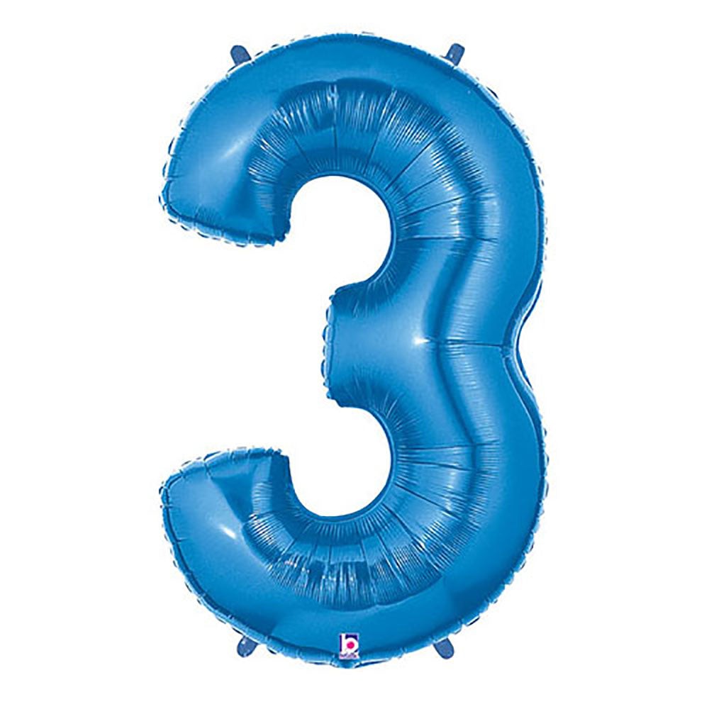 40 inch NUMBER 3 - BLUE MEGALOON | USA Decoration®