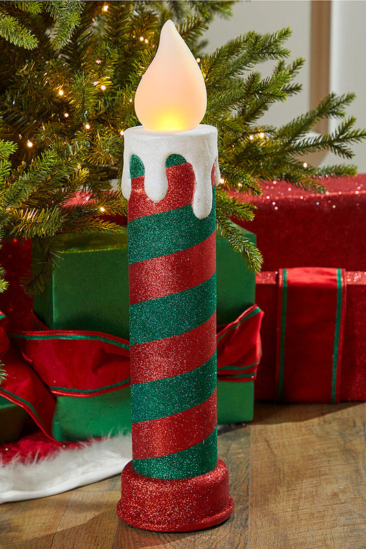 Retro Blow Mold Candle 24 Inch Red Green Christmas Decoration