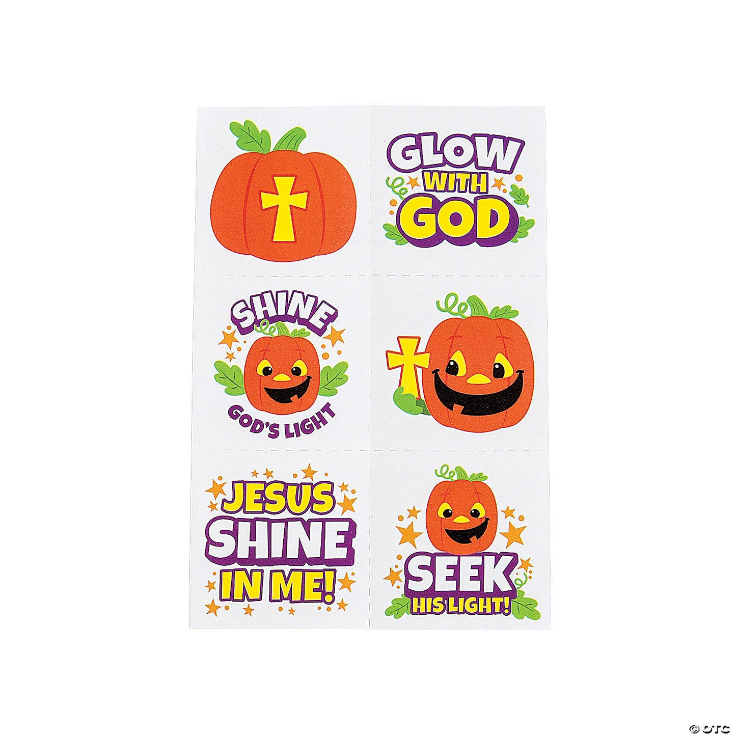 Bulk 72 Pc. Glow-in-the-Dark Christian Pumpkin Temporary Tattoos | USA Decoration®