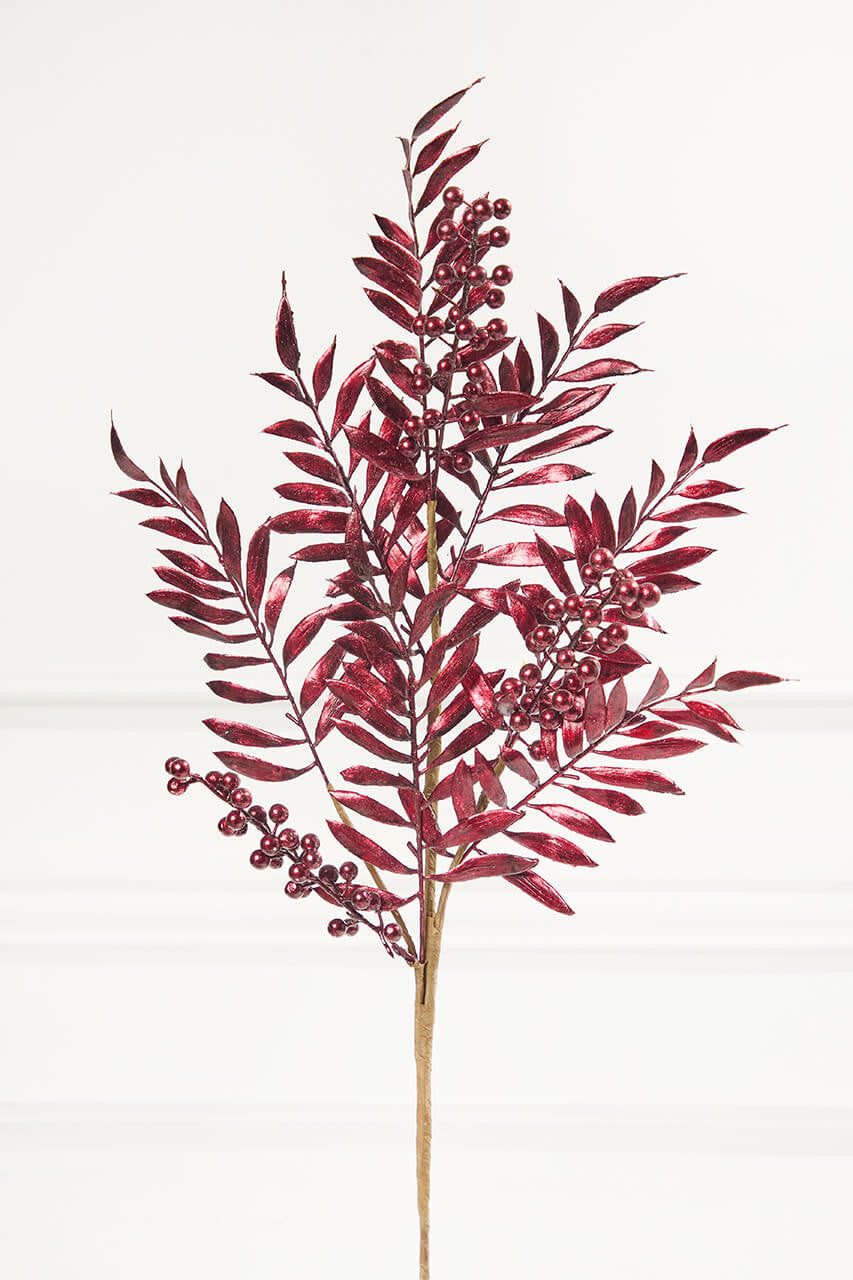 30" Burgundy Metallic Pepperberry Stem Christmas Decoration