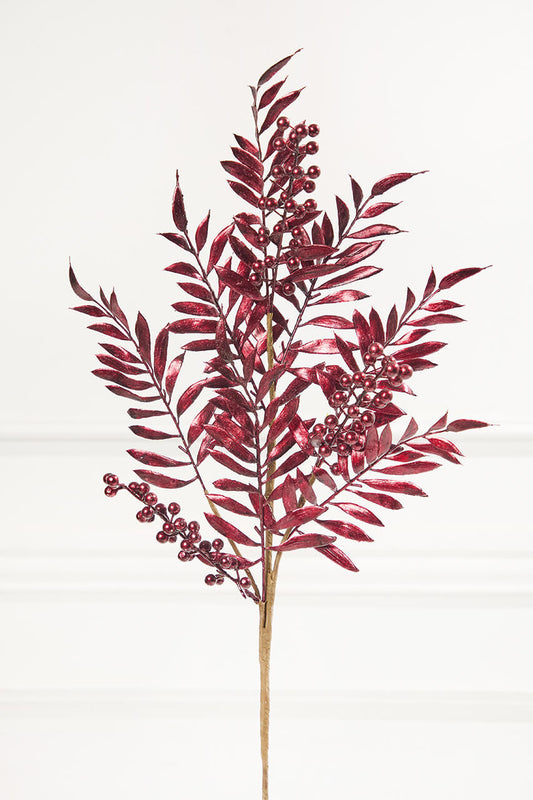 30" Burgundy Metallic Pepperberry Stem Christmas Decoration