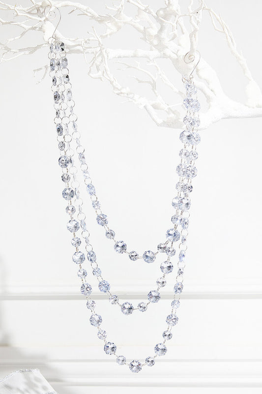 Triple Bead Silver Garland Ornament Elegant Metallic Holiday Decoration