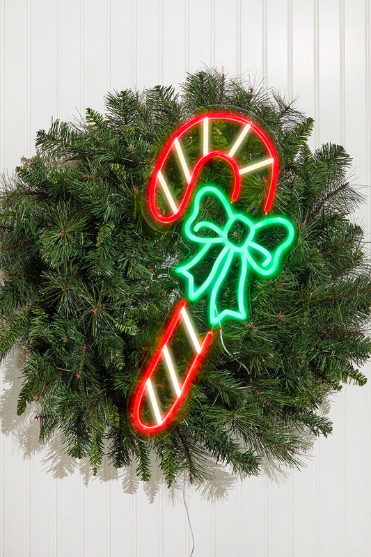 23.2 Inch Candy Cane Neon Sign Lit Holiday Decoration