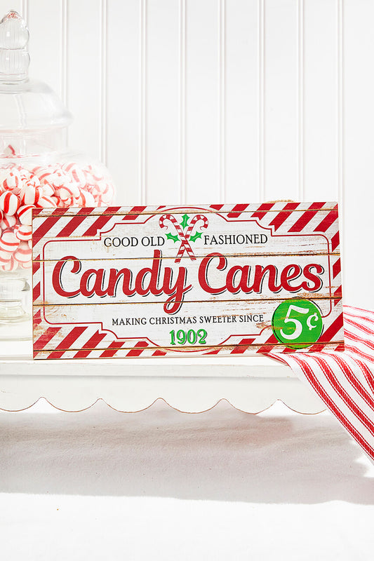 12.5? × 6? Candy Canes Sign Festive Red & White Holiday Decoration