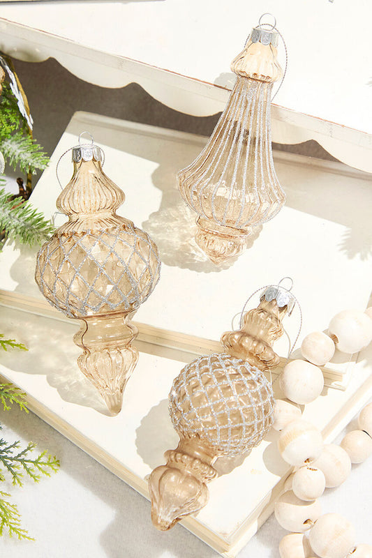 5.5 Inch to 6.25 Inch Champagne Glass with Silver Glitter Ornaments