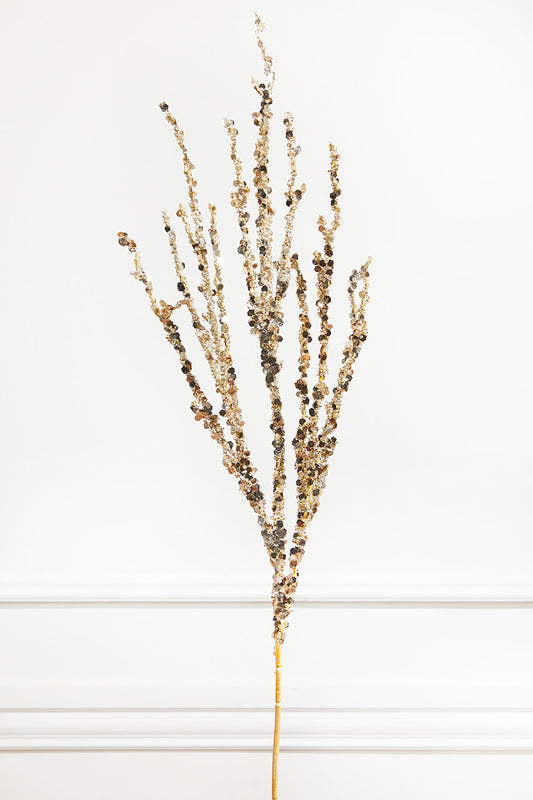 Champagne Laser Glitter Twig Spray 40 Inch Decoration