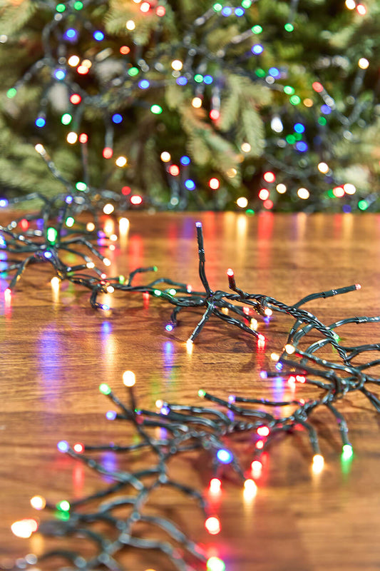 25 Foot Platinum Elite Cluster Lights 760L Multi Green Cord