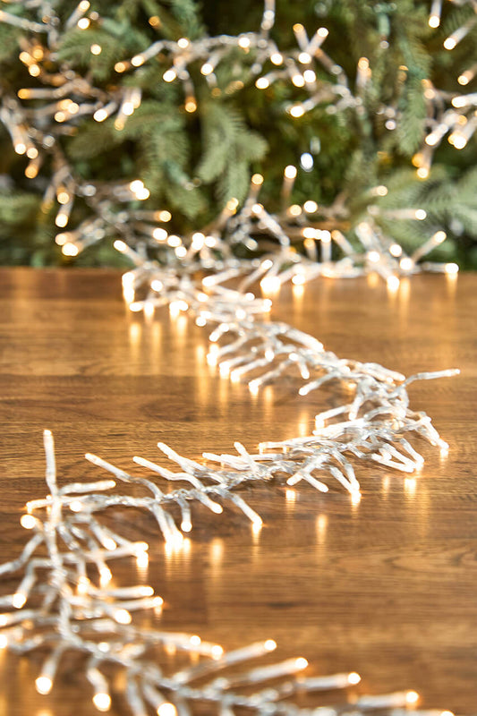 53 Foot Platinum Elite Cluster Lights 1560L Warm White Clear Cord