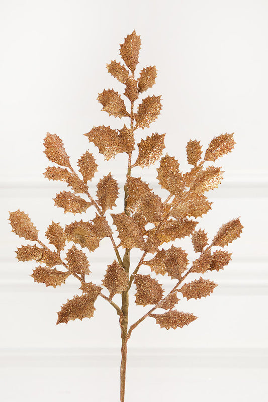 23" Copper Shimmer Metallic Holly Christmas Decoration