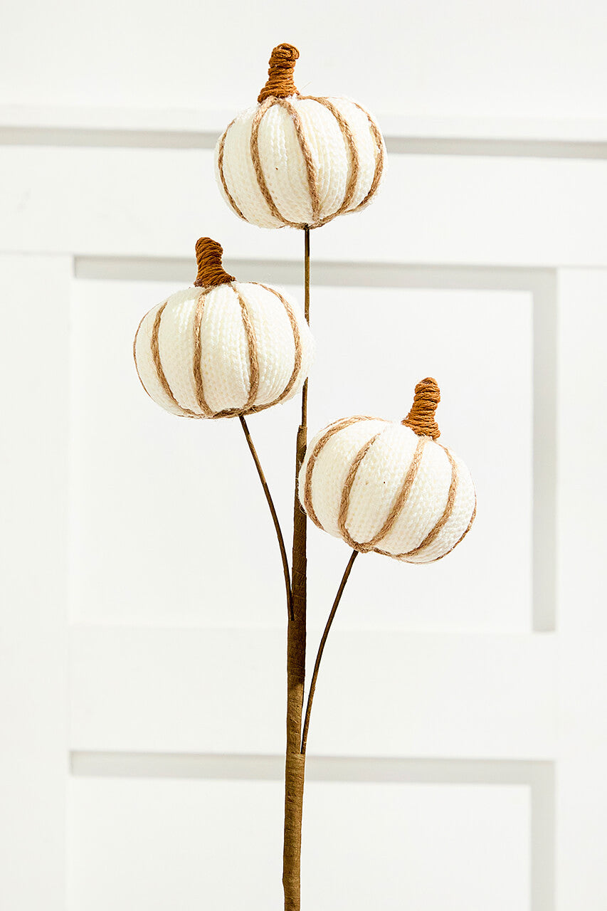 25" Cream Triple Natural Weave Autumn Pumpkin Spray Rustic Fall Decor Accent