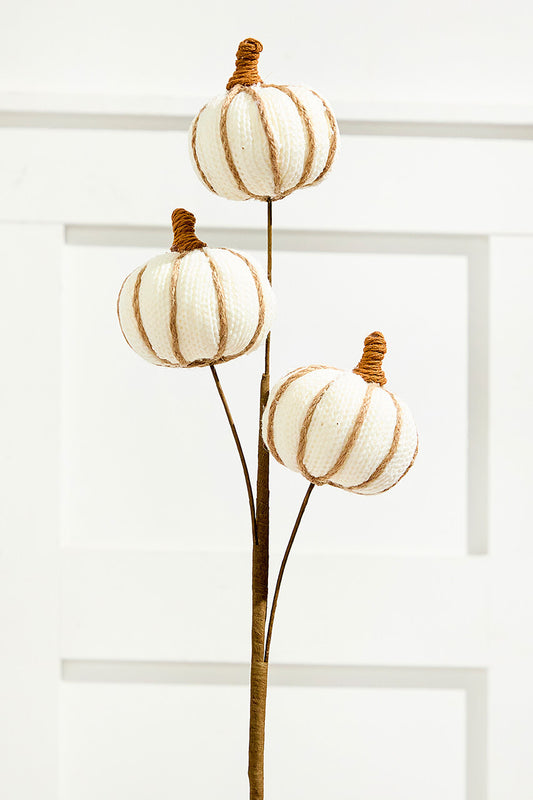 25" Cream Triple Natural Weave Autumn Pumpkin Spray Rustic Fall Decor Accent