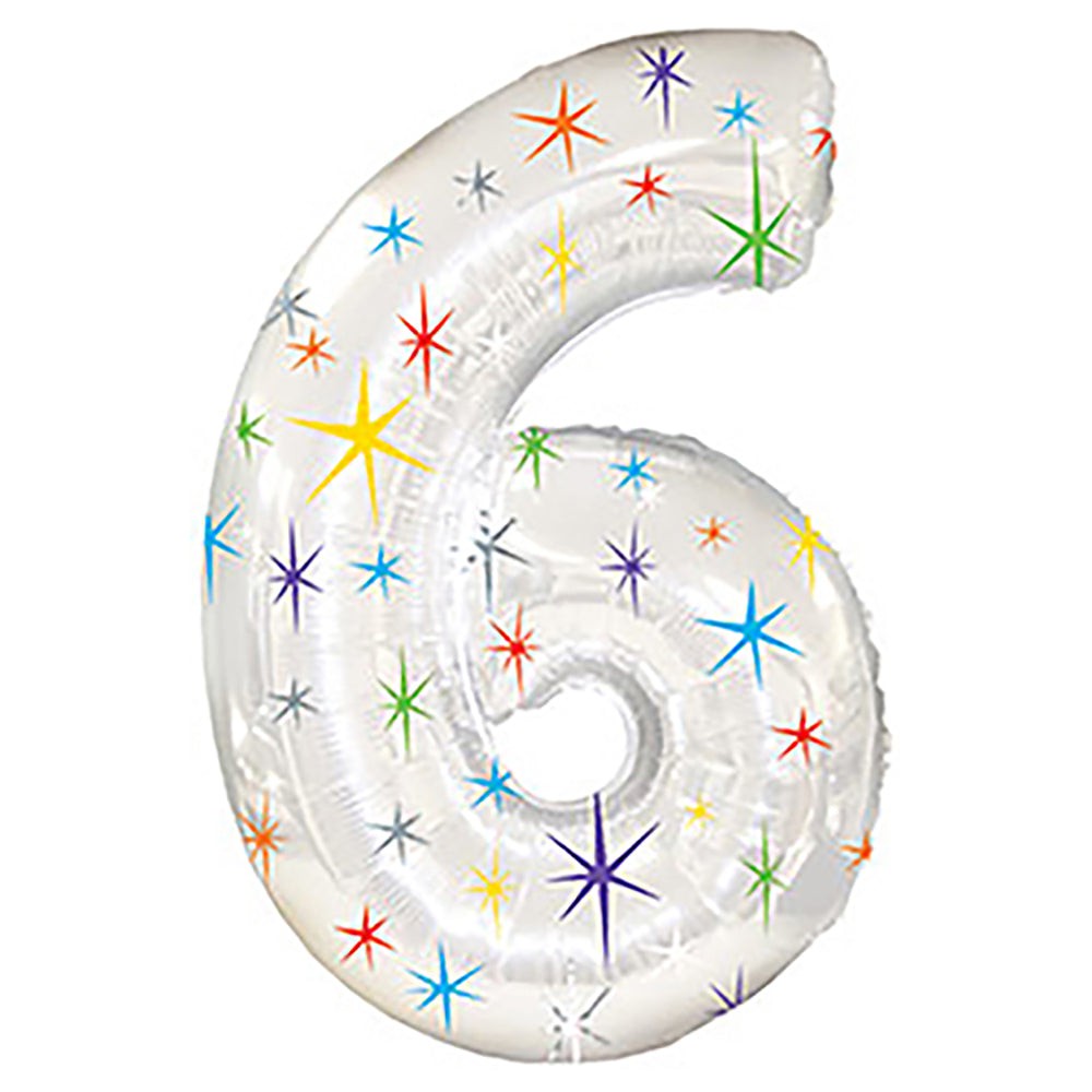 38 inch NUMBER 6 - MULTI-COLORED SPARKLE | USA Decoration®