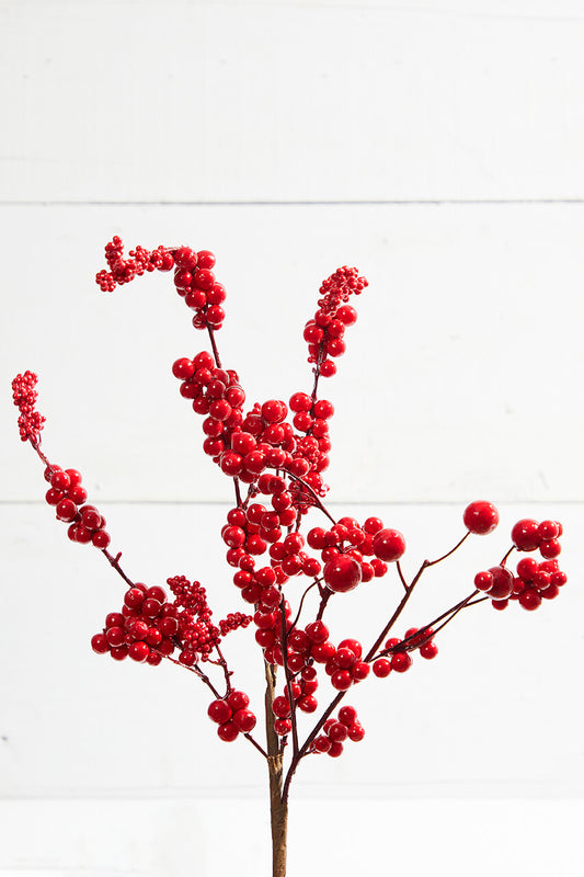 18" Red Dew Berry Spray Artificial Christmas Floral Stem Decoration